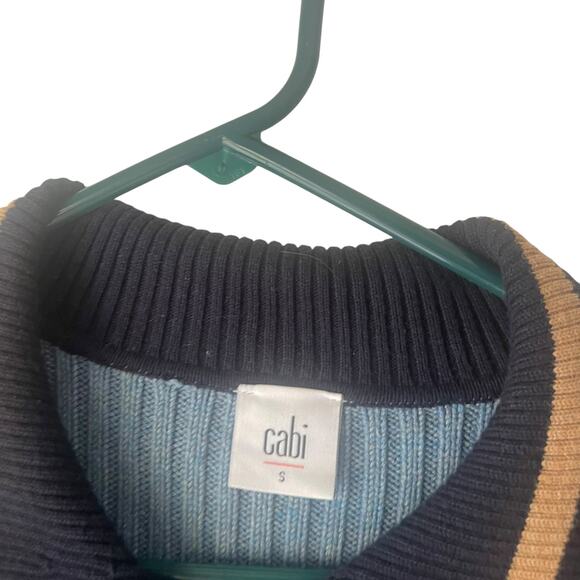 Cabi Women's Size Small Colorblock Preppy Blue Tan Cardigan Sweater - Picture 4 of 8